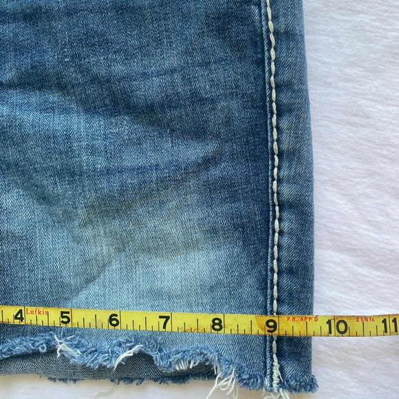 Dublin Style Jean Shorts Frayed Embellished Detailed Jr 3/4 Mid Blue Mid Rise - Picture 14 of 14